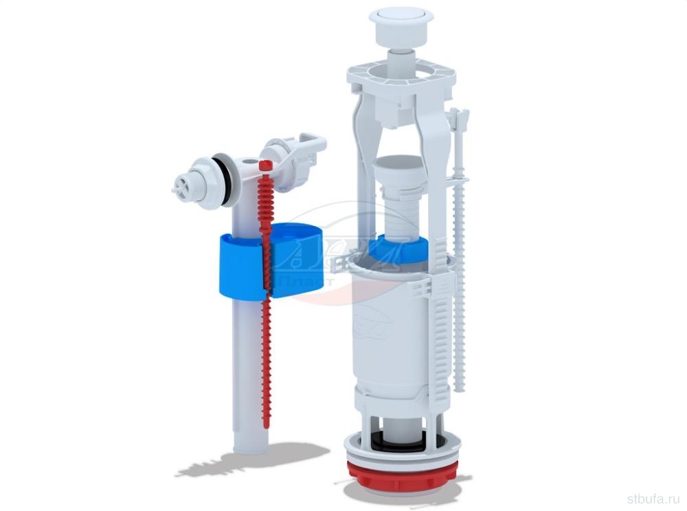 Набор с бок. подводкой 1/2" с пласт.штуцером кнопка белая Ani WC6050 (20)