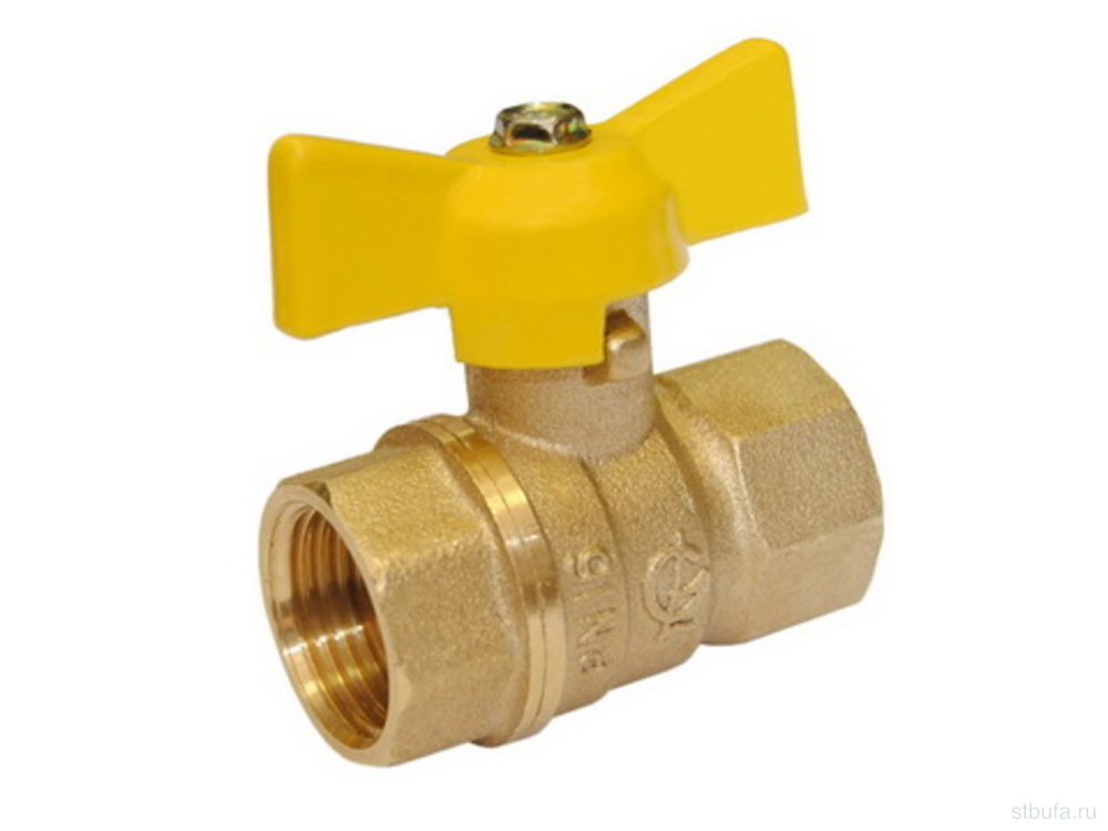 Кран шар. ГАЗ 1/2" г/г бабочка 11Б27П Стандарт 230 DN15 PN40 ГАЛЛОП (60)