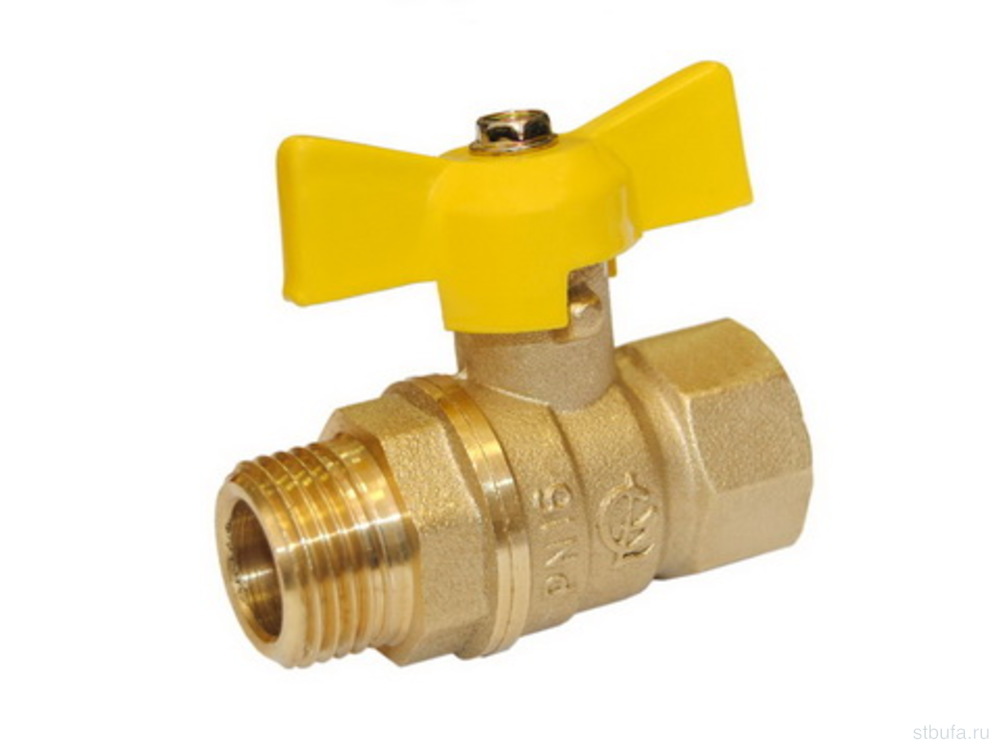 Кран шар. ГАЗ 1/2" г/ш бабочка 11Б27П Стандарт 231 DN15 PN40 ГАЛЛОП (60)