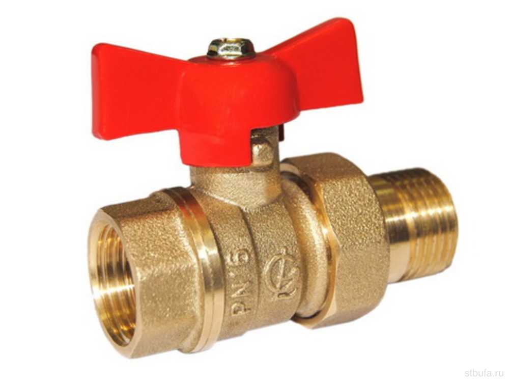 Кран шаровой 1/2" американка бабочка 11Б27П1 Стандарт 232 DN15 PN40 ГАЛЛОП (60)