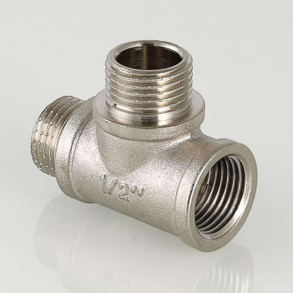 Тройник VALTEC с двумя переходами на нар.р. 1/2'' вн.-нар.-нар.