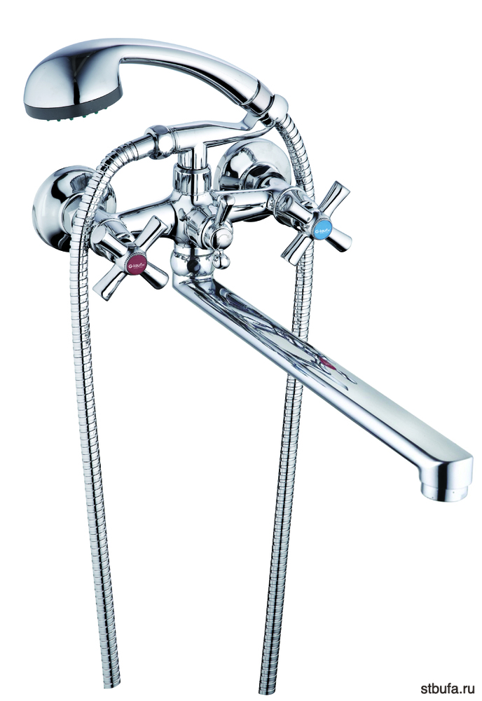 Смеситель GLAUF ванна керам 1/2", плоск.излив, QFR7-C722 (в кор.10/в упак.1)