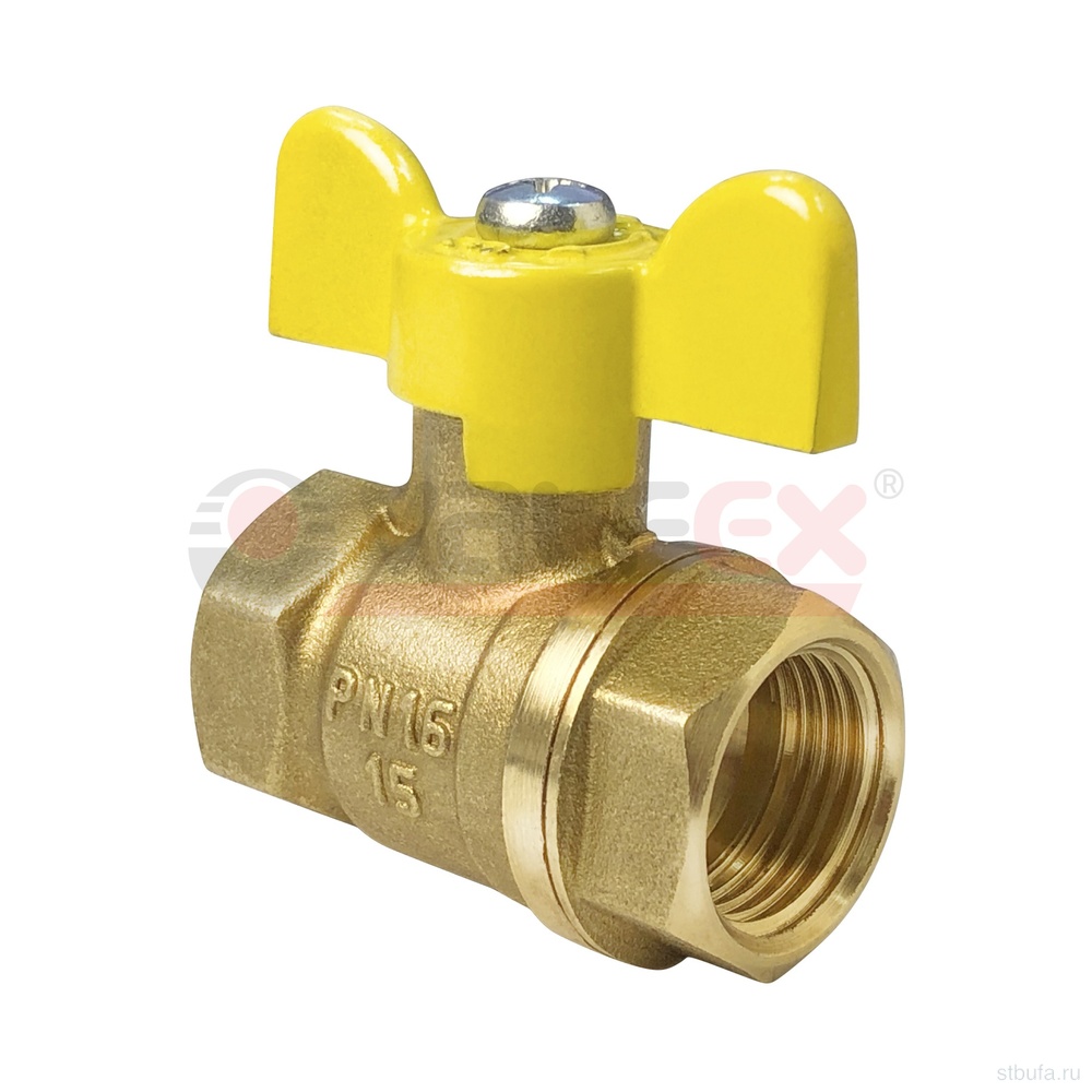 Кран шар. ГАЗ 1 1/4" г/г бабочка 11Б27фтМ (32/8) VALFEX
