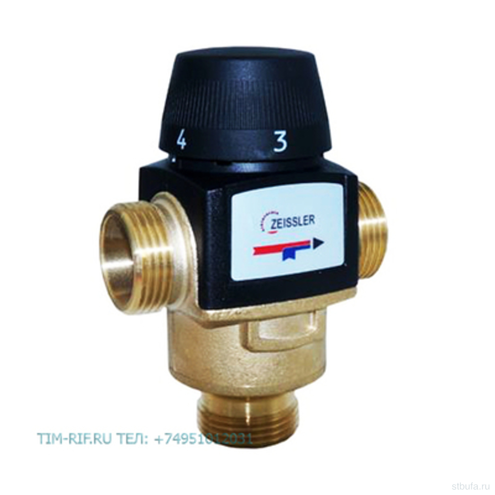 Клапан термост, смесит, универс 1" (20-55°C) (Zeissler) TIM