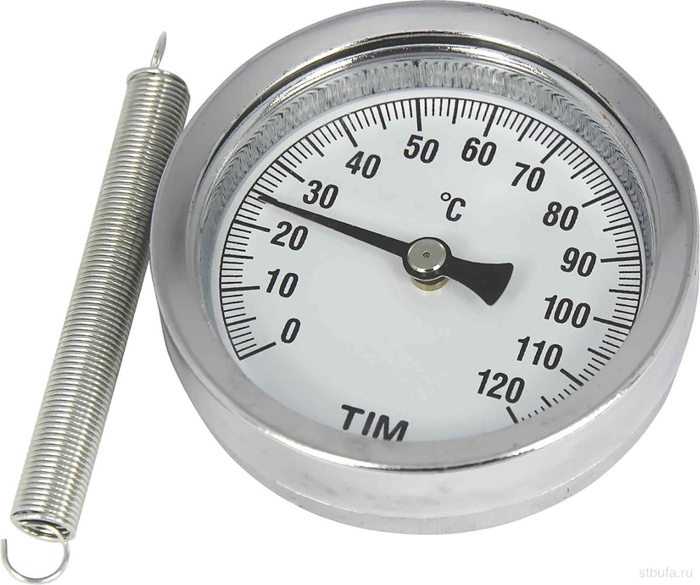 Термометр накладной с пружиной 1/4" от 0°С до 120°С TIM