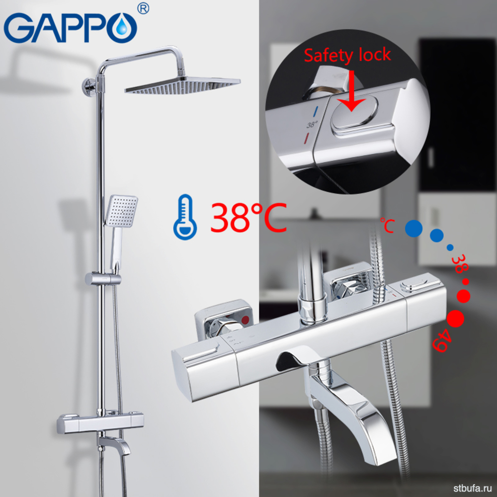 Душевая система (гарнитур) GAPPO G2491 с термостатом (3)