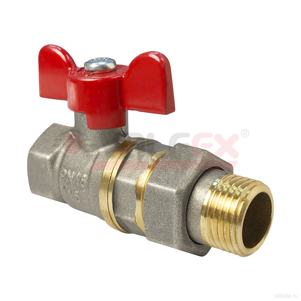 Кран шар. НИКЕЛЬ (америк) 3/4" г/ш бабочка (11Б27фт1М) VALFEX (56/14)