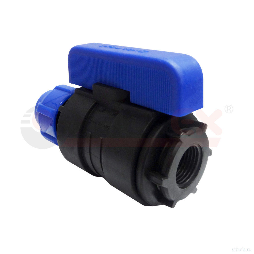 ПНД Кран шаровой компрессионный цанга-в/р разборный 20*3/4" (50/10) Valfex