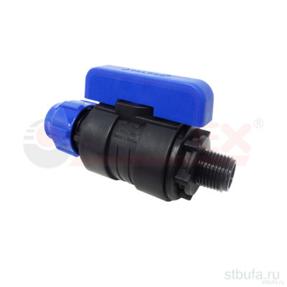 ПНД Кран шаровой компрессионный цанга-н/р разборный 20*1/2" (48/12) Valfex