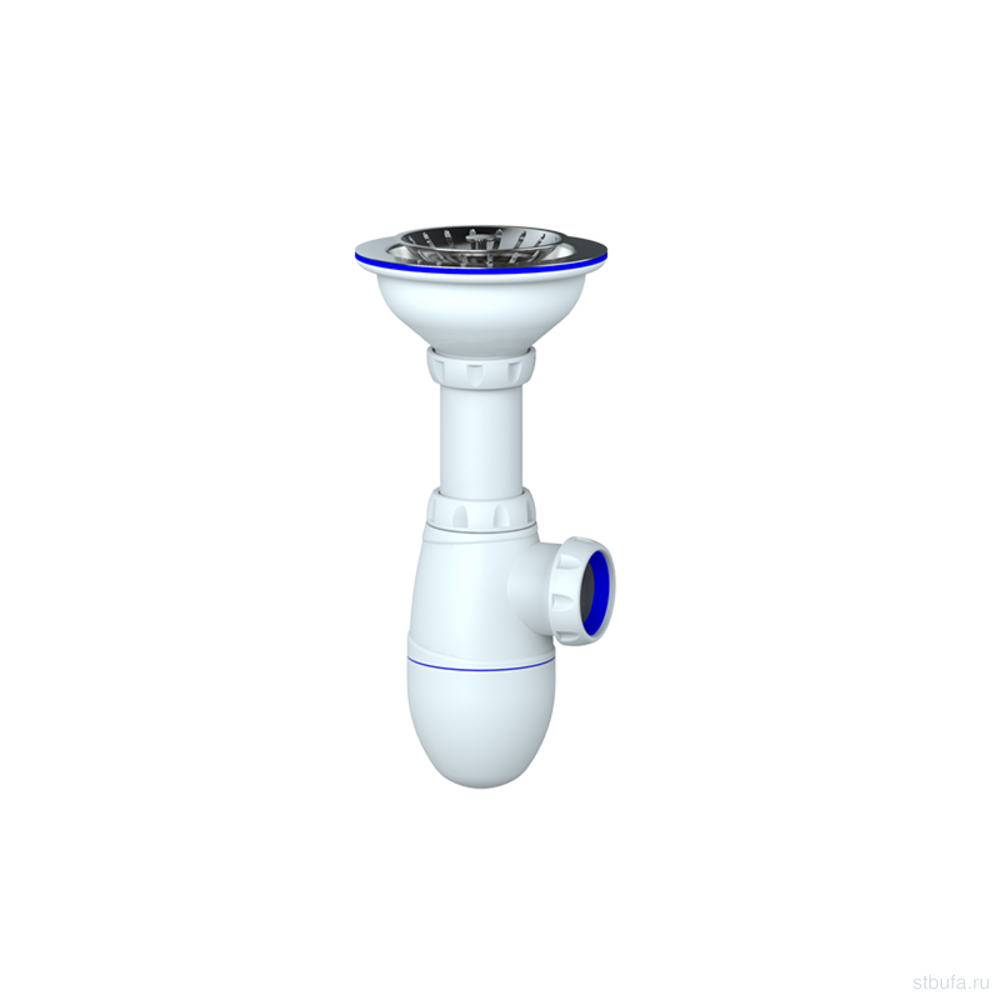 Сифон для мойки 3 1/2*40 UNICORN B412P(винт, шток, ручка - пластик)(50)