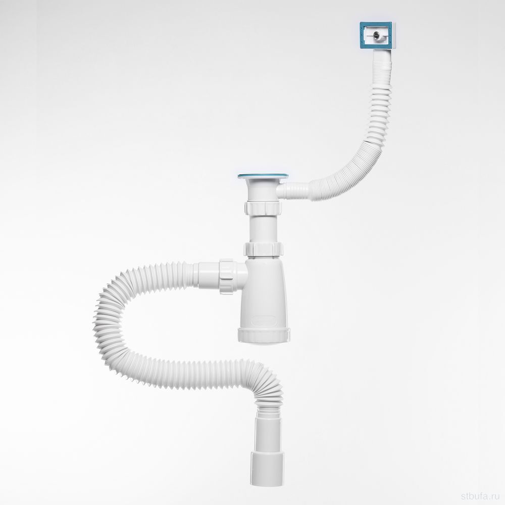 Сифон 1 1/2*40 для моек с переливом и гофр. трубой 40*40х50 (1450 мм) BG22145 ИНКОПЛАСТ