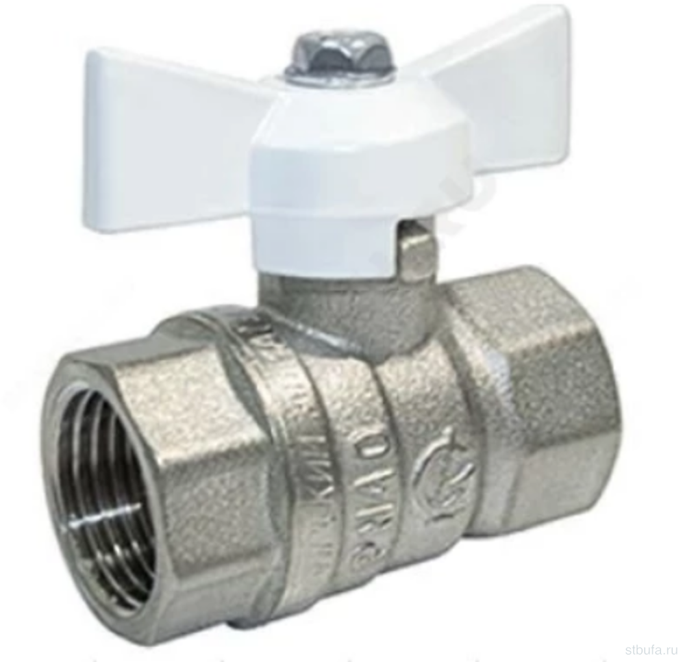 Кран шаровой 1/2" г/г бабочка АНАЛОГ 11Б27П1 Стандарт НИКЕЛЬ 230 ГАЛЛОП (60)