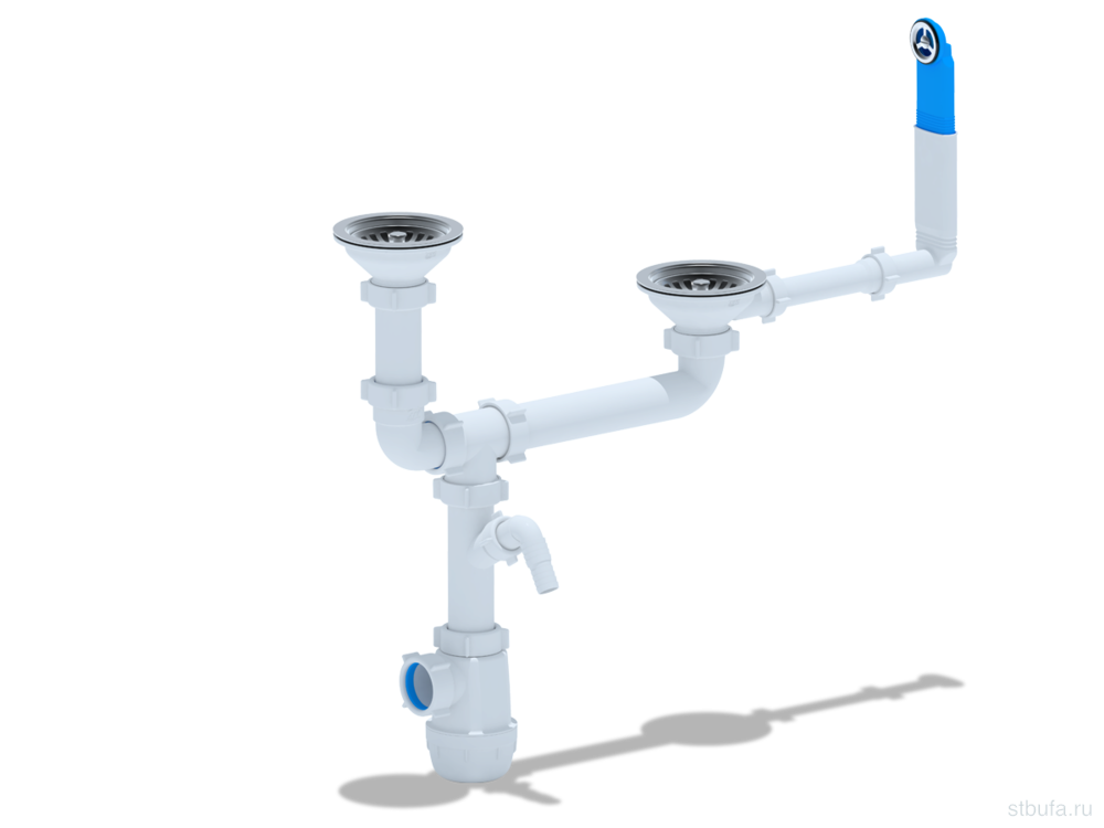 Сифон АНИ Грот 3 1/2"* 40 двойной р/ур, с пер.и отв. A3700 (10)
