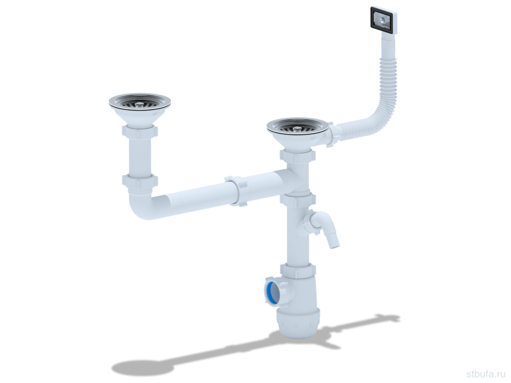 Сифон АНИ Грот 3 1/2*40дв.р/у смещ.с перел. и отводом с/м A7700SP (10)