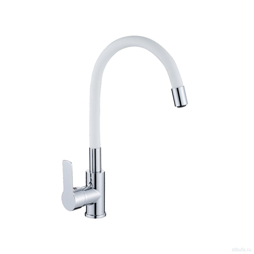 Смеситель для кухни, гибкий силиконовый излив, латунь VALFEX Estreya Chrome White (10)