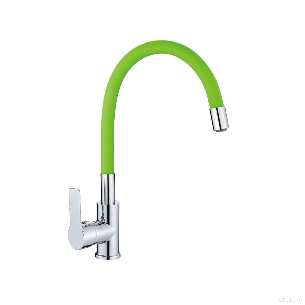 Смеситель для кухни, гибкий силиконовый излив, латунь VALFEX Estreya Green (10)