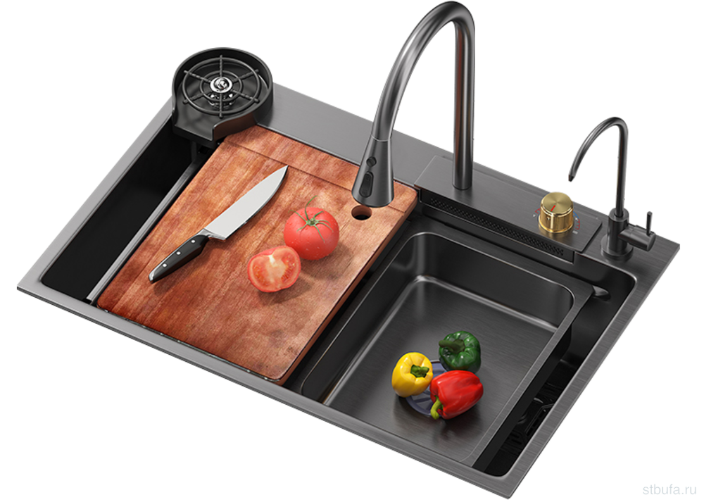 Мойка многофункциональная DIADONNA DS7545B Размер: 750*450*200, Нержавеющая сталь, цвет черный (1)