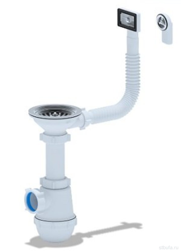 Сифон АНИ Грот 3 1/2" * 40с гибк.переливом (кругл/прям) A0147S (1/10)