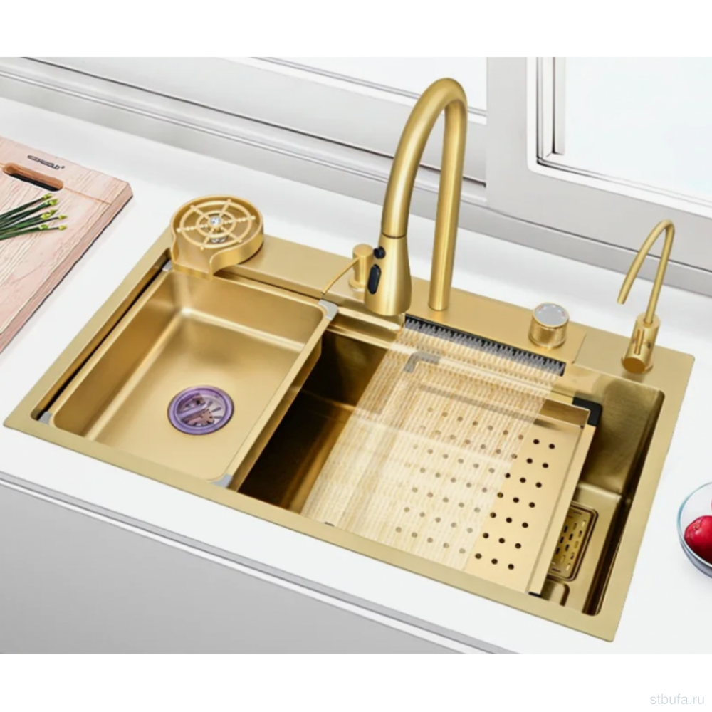 Мойка многофункциональная DIADONNA DS7545G Размер: 750*450*200, Нержавеющая сталь, цвет мат.зол. (1)