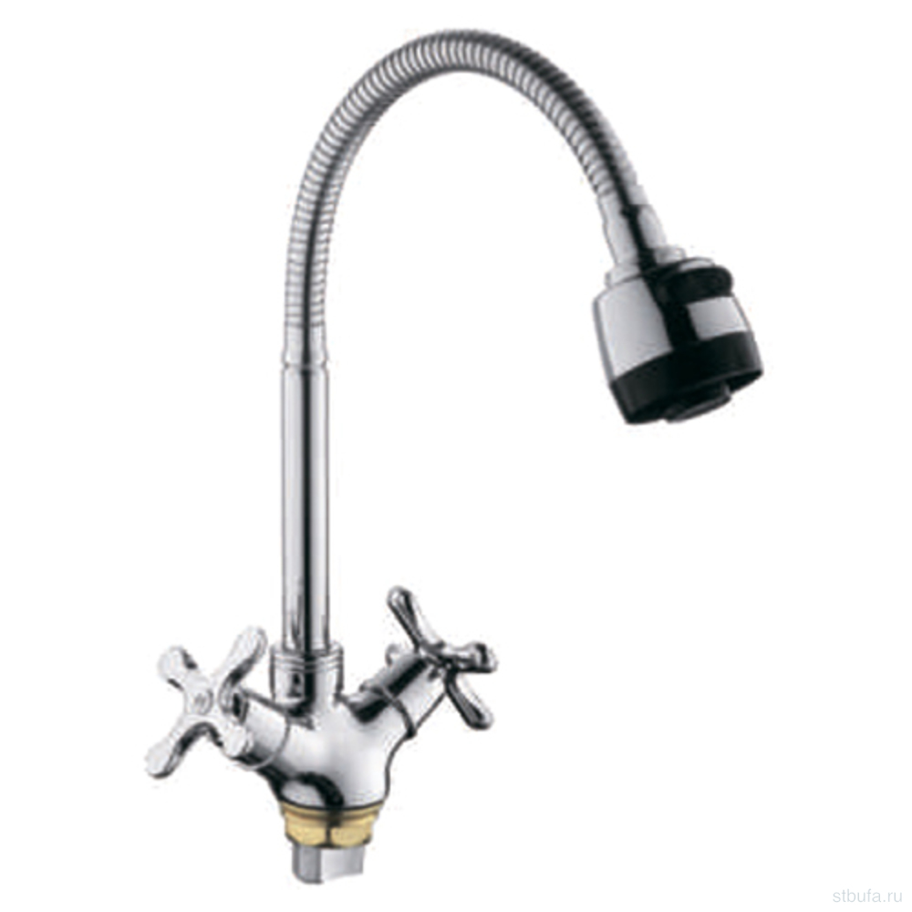 Смеситель FRUD кухня R43601 гибкий излив, силумин, хром (1/10)