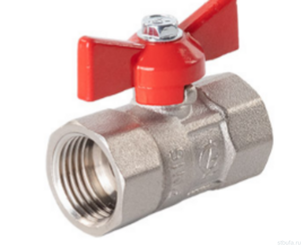 Кран шаровой ПРАКТИК 1/2" г/г бабочка НИКЕЛЬ 130 DN15 ГАЛЛОП (80)