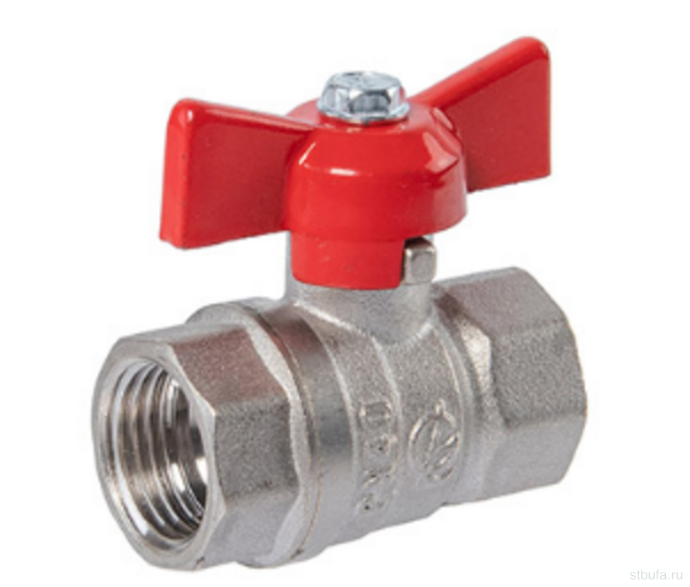 Кран шаровой 1/2" г/г бабочка Стандарт НИКЕЛЬ 230 DN15 PN40 ГАЛЛОП (60)