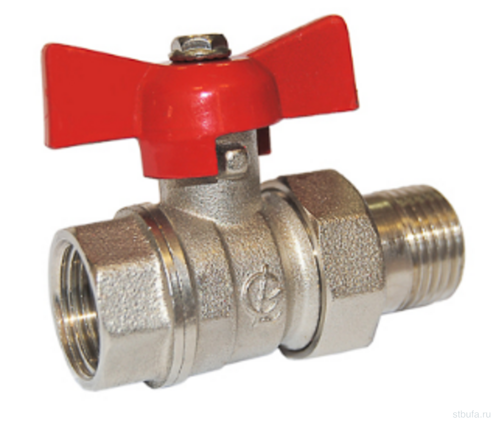 Кран шаровой 1/2" бабочка со сгоном Стандарт НИКЕЛЬ 232 DN15 PN40 ГАЛЛОП (60)