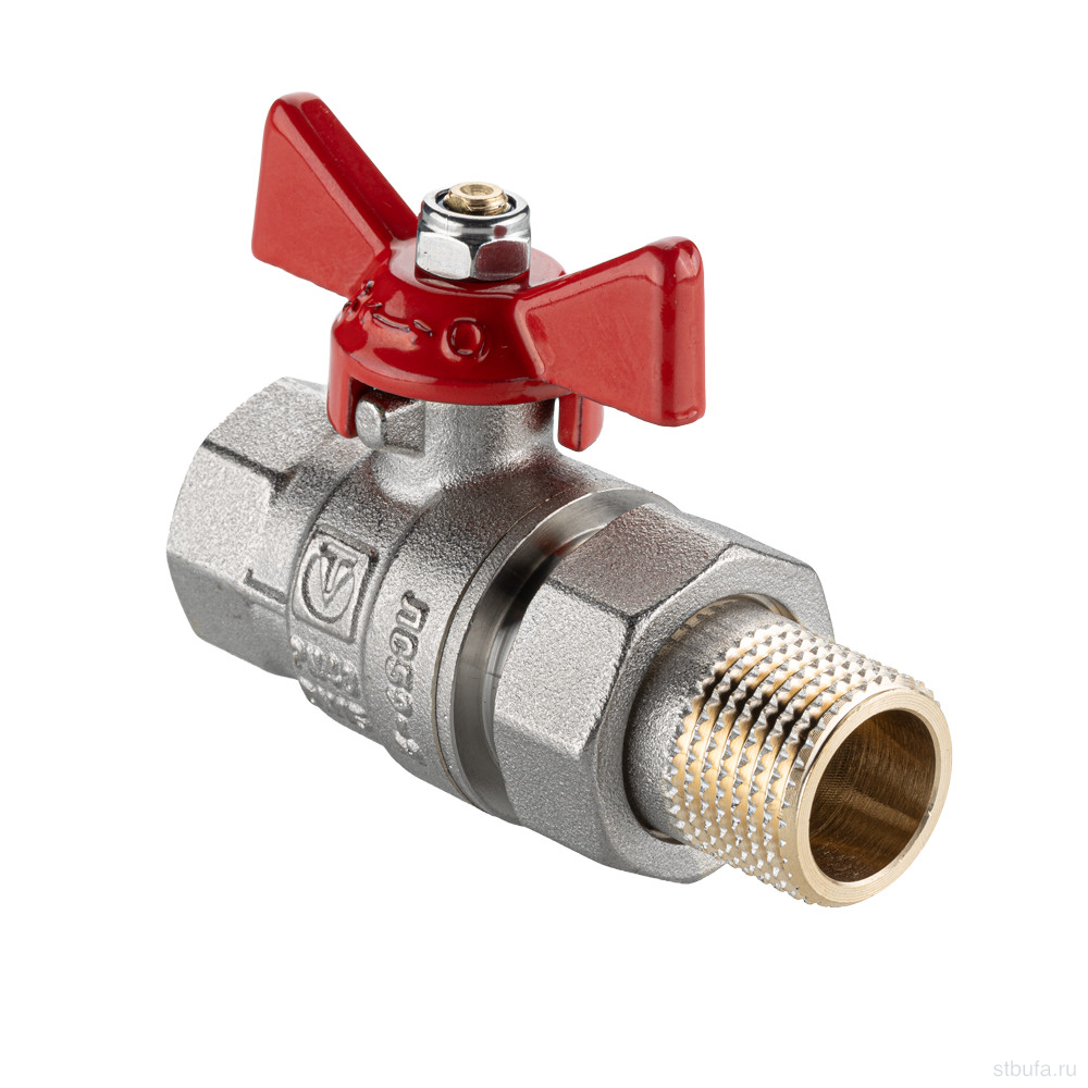 Кран шаровой VALTEC BASE-ГОСТ со сгоном с рукояткой-бабочкой вн.-нар. DN25, PN40, 1" (50)
