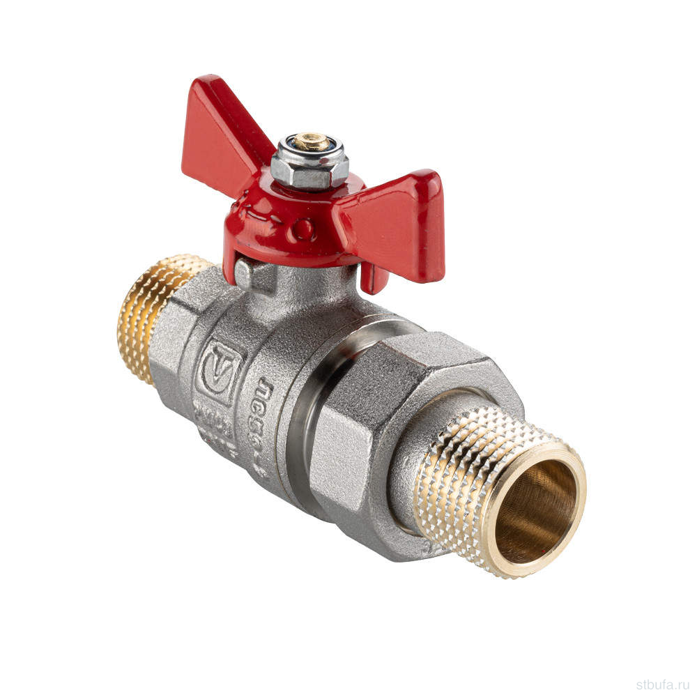 Кран шаровой VALTEC BASE-ГОСТ со сгоном с рукояткой-бабочкой нар.-нар. DN20, PN40, 3/4" (42)