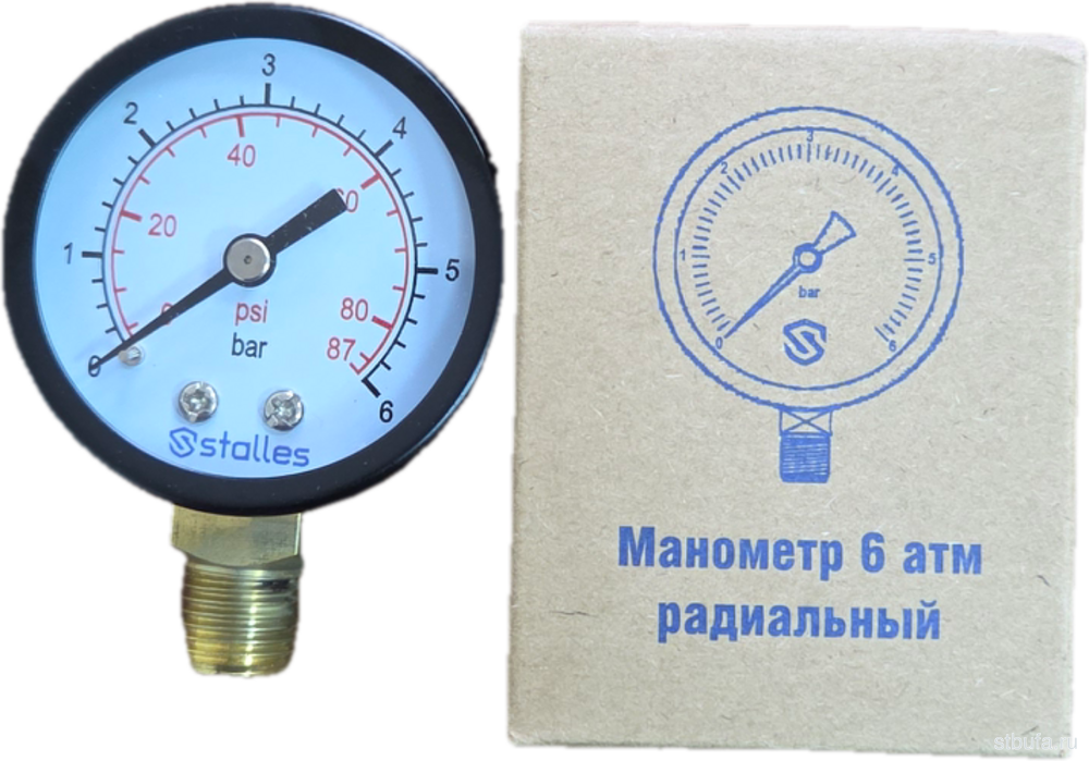 Манометр 6 атм. радиальный 50мм (ST)