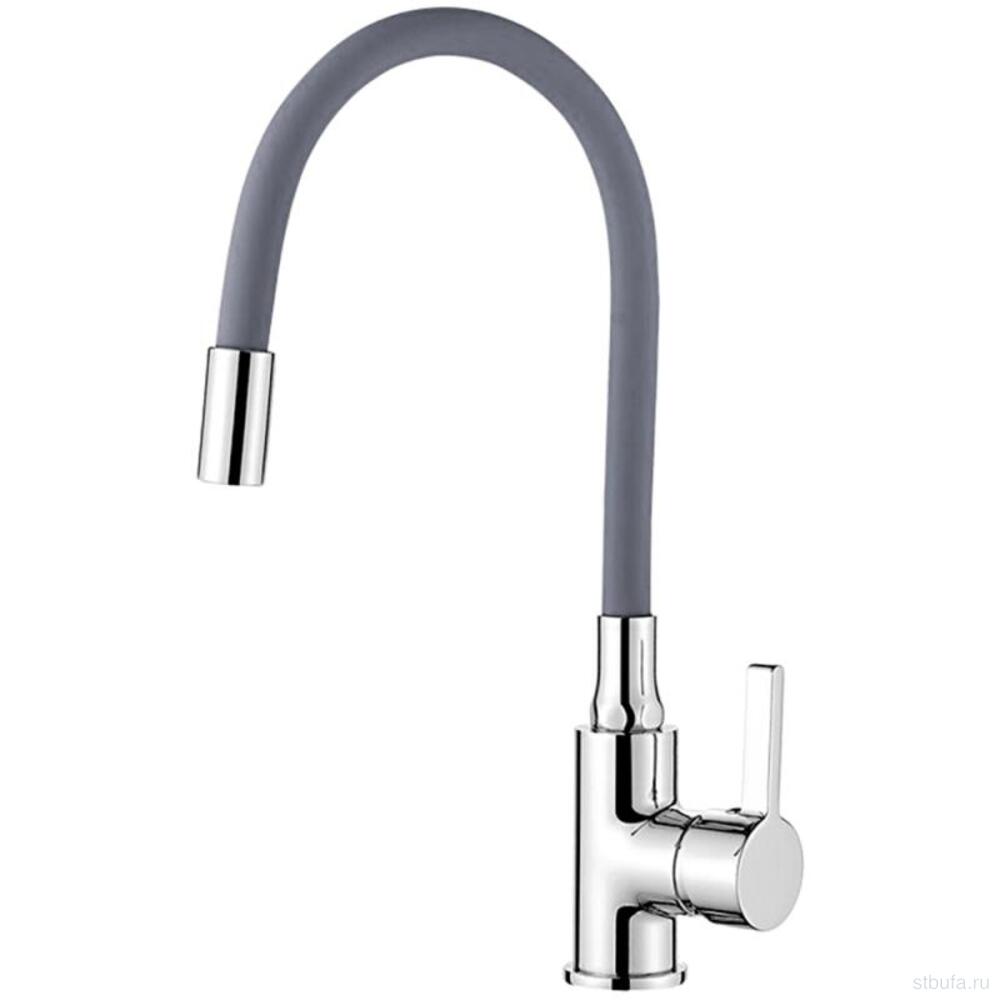 Смеситель для кухни LEDEME L4898-9 с силиконовым изливом, латунь, серый+хром (1/10)
