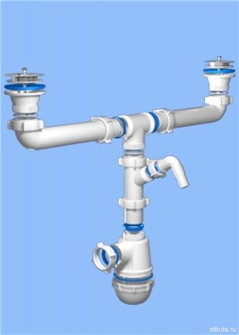 Сифон 1 1/2" * 40 Ani Грот для двойной мойки с носиком А3500(20)