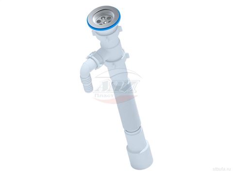 Сифон гофрированный 1 1/2" 40*50 с отводом для стиральной машины, длина 476-886мм Ani G108 (50)