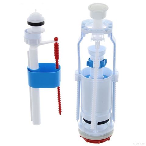 Набор с ниж. подводкой 1/2" с пласт.штуцером кнопка белая Ani WC6550 (20)