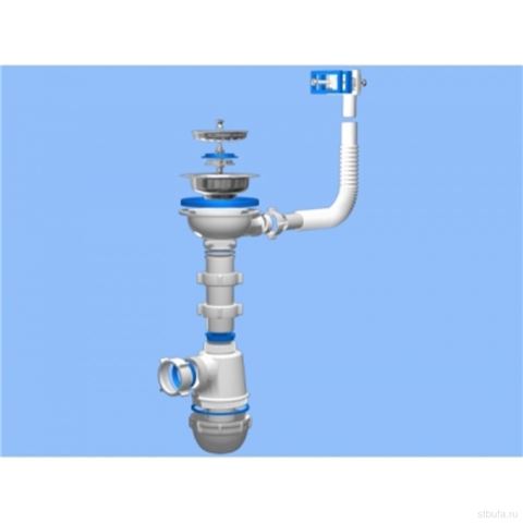 Сифон 3 1/2" * 40 Ani Грот (А0145) с переливом мойки(10)