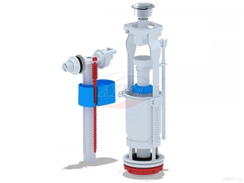 Набор с бок. подводкой 1/2" с пласт.штуцером, кнопка металл Ani WC6050M (20)