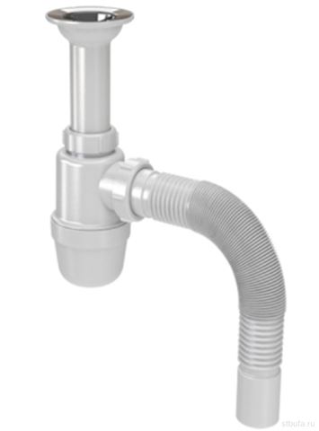 Сифон для умывальника 1 1/4"*40 с гофрой 40*50 S1010 Акватер/Сандесант (45)