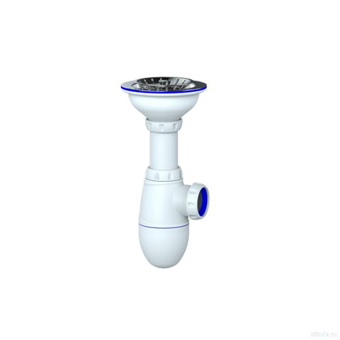 Сифон для мойки 3 1/2*40 UNICORN B412P(винт, шток, ручка - пластик)(50)