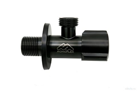 Кран угловой MONOFLEX для подключения сантехнической арматуры, черный 1/2-1/2 (1/50)