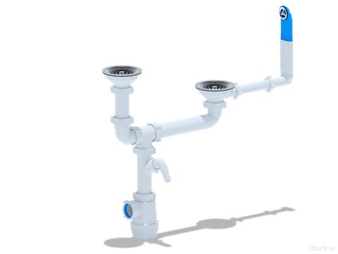 Сифон АНИ Грот 3 1/2"* 40 двойной р/ур, с пер.и отв. A3700 (10)