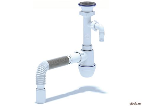 Сифон АНИ 1 1/2"*40 с отводом для стиральной машины, с гибкой трубой 40*40 C0305 (30)