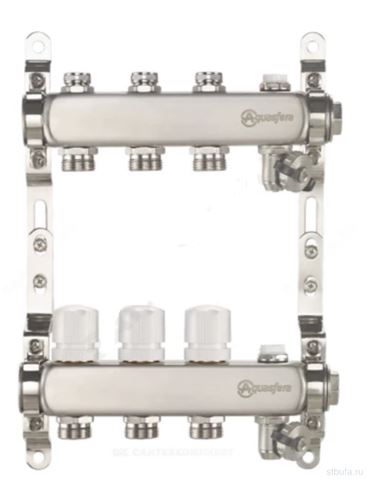 Коллекторная группа НЕРЖ, 1'' мм 6 выходов 3/4" ЕК н/р в/к AQUASFERA 9502-05