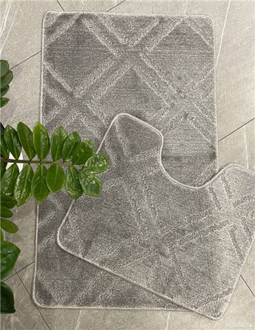 Комплект ковриков в ванную My Crystal ПЛИТКА 60*100 и 50*60 цвет СЕРЫЙ РОМБ