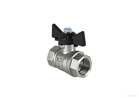Кран шаровой латунный DeltaPro для ВОДЫ 1 1/4" ВР/ВР бабочка, НИКЕЛИР-Й VALFEX 11Б27фт1М (32/8)