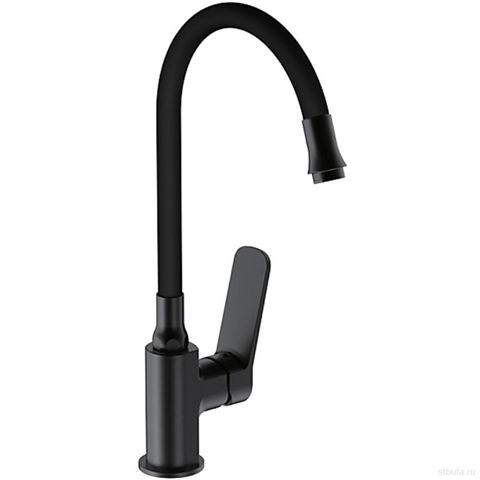Смеситель FRAP кухня F4462 гибкий излив, латунь, черный, крепл. гайка (1/10)